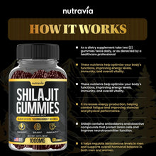 Load image into Gallery viewer, Shilajit Gummies - 3 in 1 with Sea Moss, Black Seed Oil, Ashwagandha - Natural Formula Shilajit Supplement 85+ Trace Minerals, Pure Himalayan Shilajit Gold Gomitas De Shilajit, USA Made (60 Gummies)