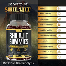 Load image into Gallery viewer, Shilajit Gummies - 3 in 1 with Sea Moss, Black Seed Oil, Ashwagandha - Natural Formula Shilajit Supplement 85+ Trace Minerals, Pure Himalayan Shilajit Gold Gomitas De Shilajit, USA Made (60 Gummies)