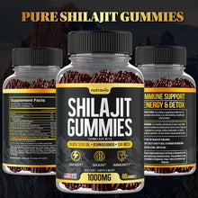 Load image into Gallery viewer, Shilajit Gummies - 3 in 1 with Sea Moss, Black Seed Oil, Ashwagandha - Natural Formula Shilajit Supplement 85+ Trace Minerals, Pure Himalayan Shilajit Gold Gomitas De Shilajit, USA Made (60 Gummies)
