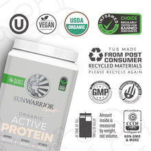 Load image into Gallery viewer, Organic Active Protein Vegan Protein Powder, Chocolate Flavor, 4.96 Lbs (45 Servings)
